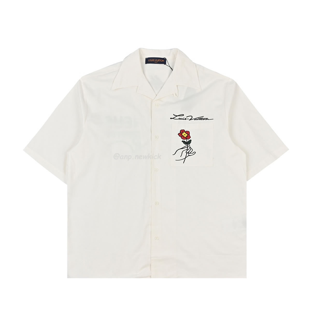 Louis Vuitton 1v 24ss Embroidered Short Sleeved Shirts On The Banks Of The Bridge Seine River Flower (1) - newkick.cc